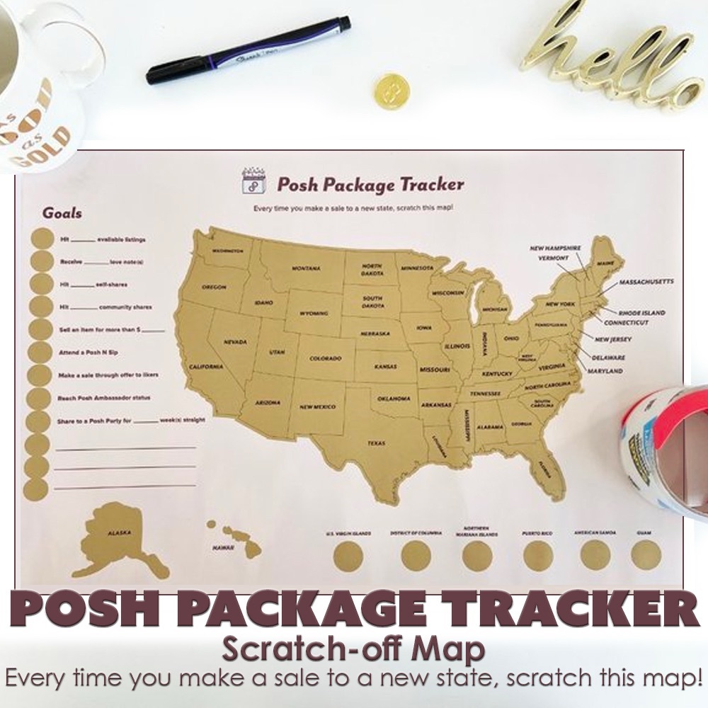 POSH PACKAGE TRACKER Scratch-off Map